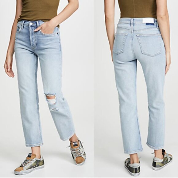 Re/done Comfort Stretch High Rise Stove Pipe Jeans in Lived in Light 24